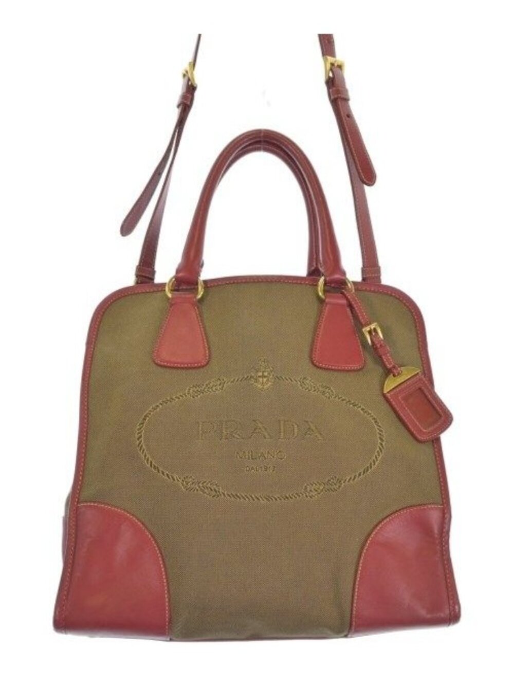 Prada Logo Jacquard 2-Way Shoulder Bag
